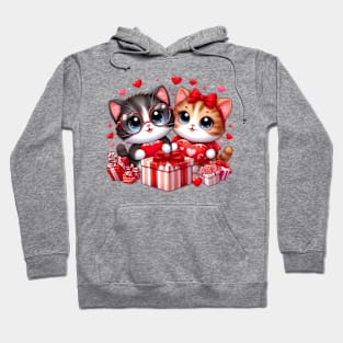 Valentines day kawaii kittens in love Hoodie